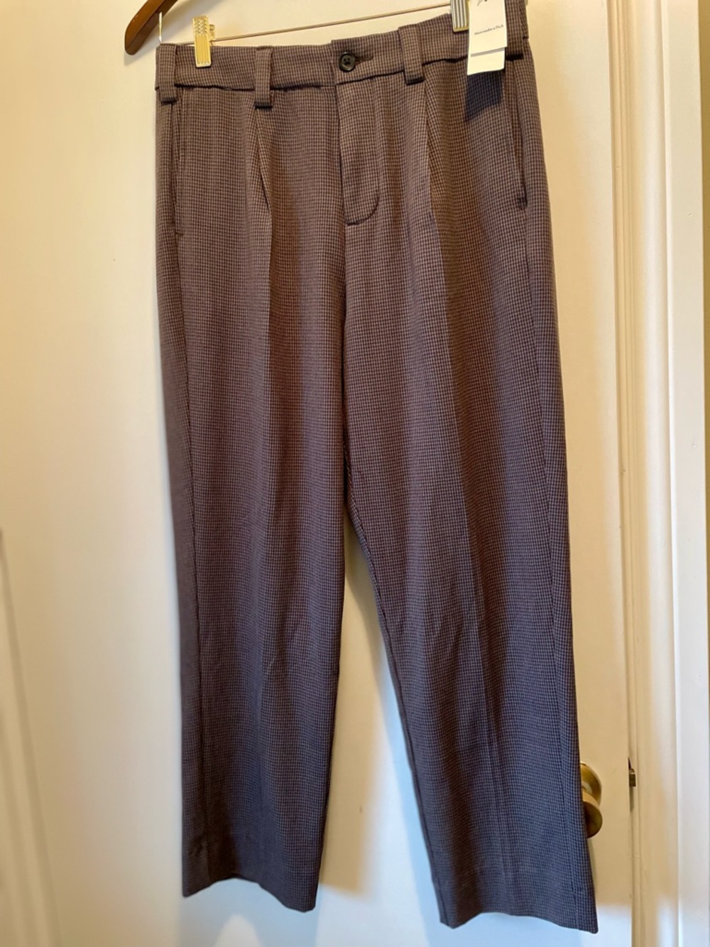 Abercrombie & Fitch Brown Micro-Check Trousers